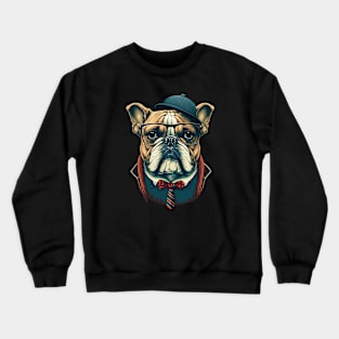 Hipster Bulldog Crewneck Sweatshirt